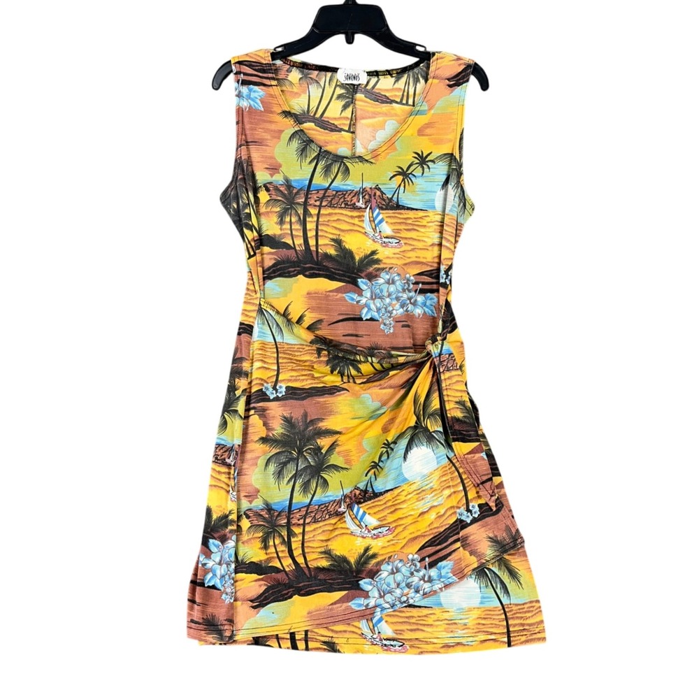 Vintage Jananas Dress Size S Hawaiian Tropical Sunset Y2K Surfcore Island Y2K - Picture 1 of 9